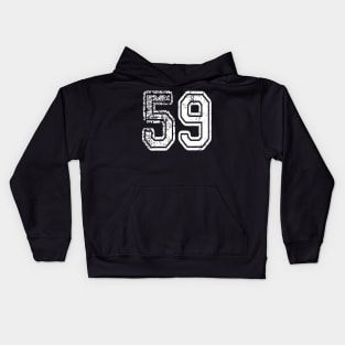 Number 59 Grungy in white Kids Hoodie